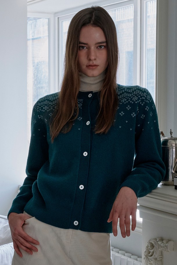 Studio & Parc - 가디건 - (WOMEN) Nordic knit Cardigan_Green