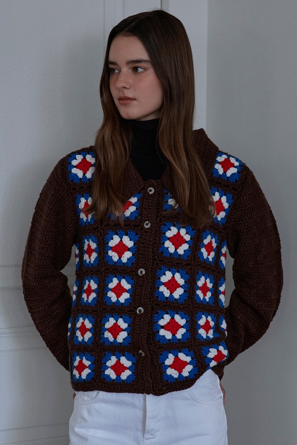 Studio & Parc - 가디건 - (WOMEN) Crochet knit Cardigan_Brown