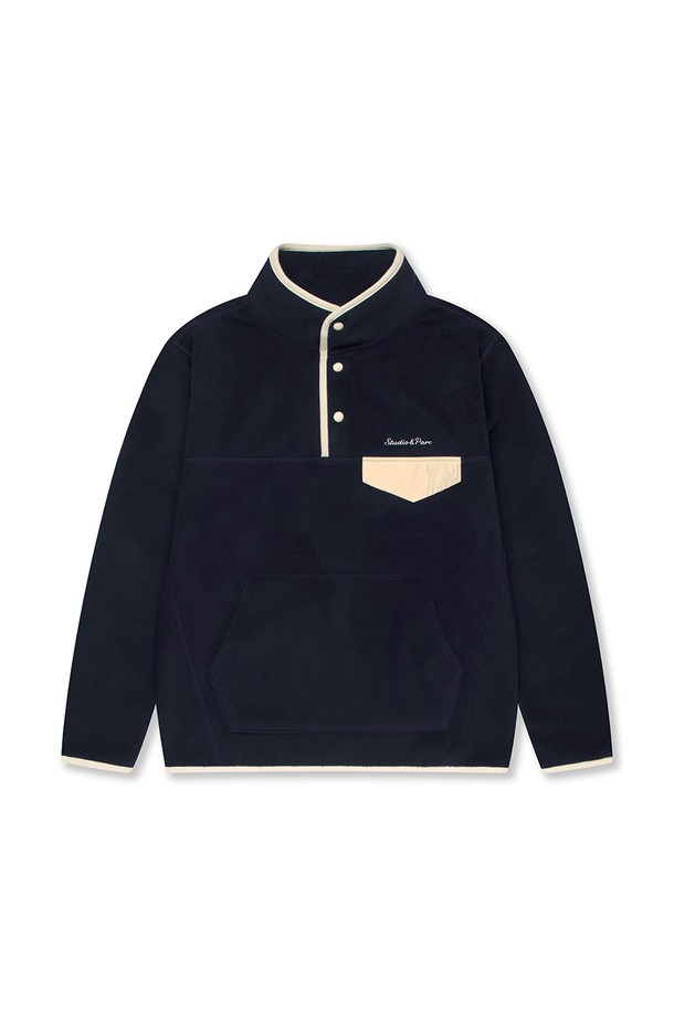 Studio & Parc - 긴팔티셔츠 - (UNI) Fleece Button Sweatshirt_Navy