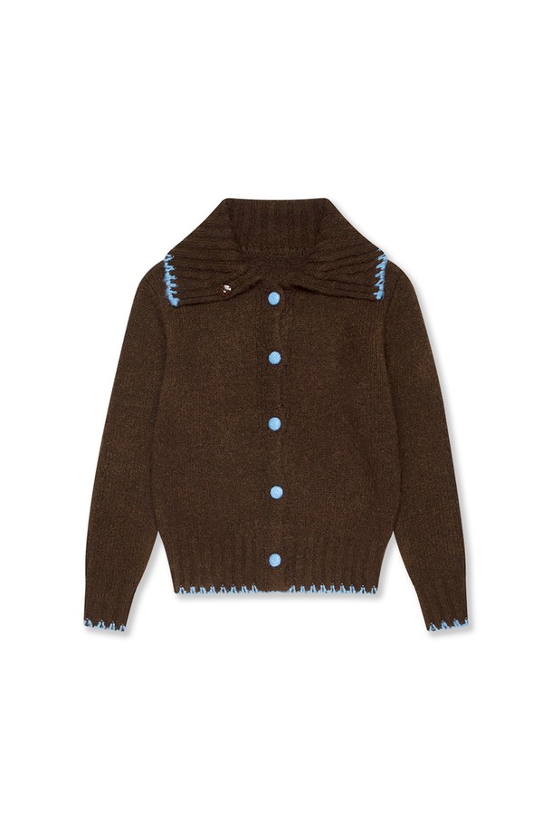 Studio & Parc - 가디건 - (WOMEN) Needlework knit Cardigan_Brown