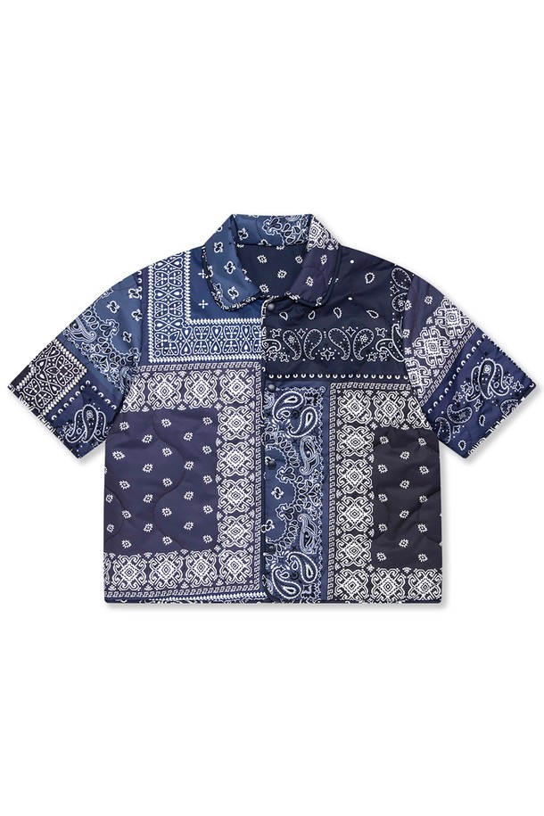 Studio & Parc - 패딩 - (WOMEN) Paisley Short Sleeve Quilting Jumper_Navy