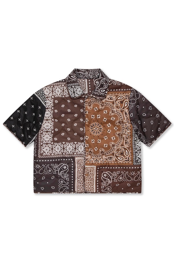 Studio & Parc - 패딩 - (WOMEN) Paisley Short Sleeve Quilting Jumper_Brown