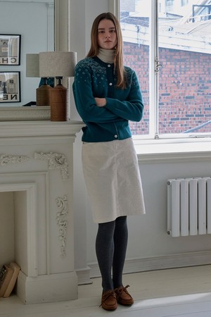 (WOMEN) Corduroy Banding Skirt_Ivory