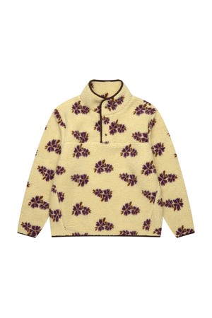 Floral Fleece Button Sweatshirt_Beige_BEIGE-a