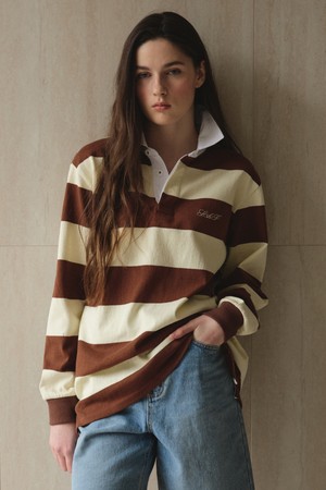Striped Rugby Shirt_Brown_BROWN-a