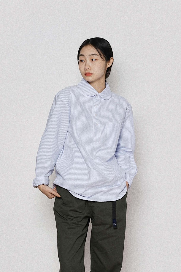 HAVE HAD - 셔츠 - [HAVEHAD] STRIPE PULL-OVER SHIRTS Women (LIGHT BLUE)