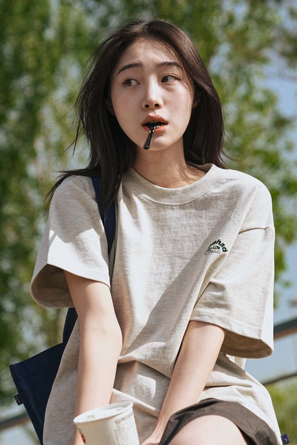 HAVE HAD - 반소매 티셔츠 - Havehad Basic Logo T-shirts Women (Oatmeal)