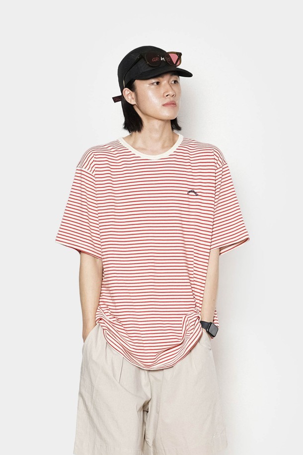 HAVE HAD - 반팔티셔츠 - HVHD Logo Stripe T-shirts Men(Red)