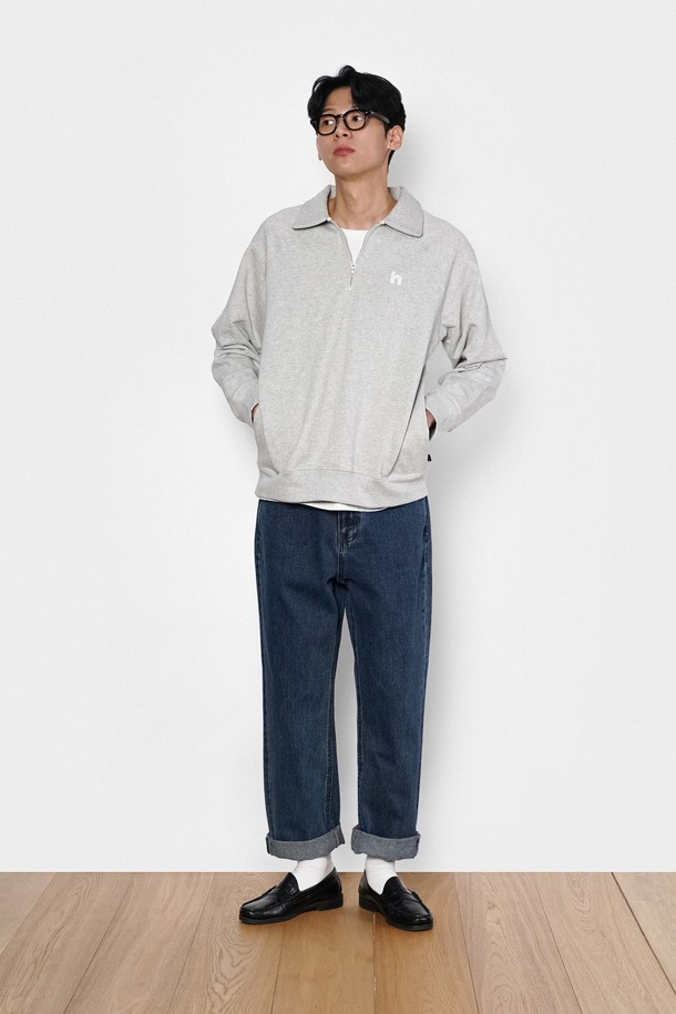 HAVE HAD - 스웨트셔츠 - Relax Side-pocket Half Zip-up MTM Men(GREY)