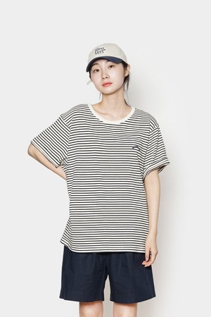 HVHD Logo Stripe T-shirts Women(Black)