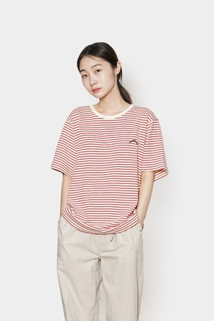 HVHD Logo Stripe T-shirts Women(Red)