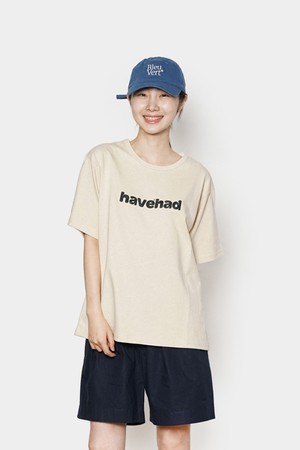 Heavy Cotton Cassic Logo T-shirts Women(Beige)