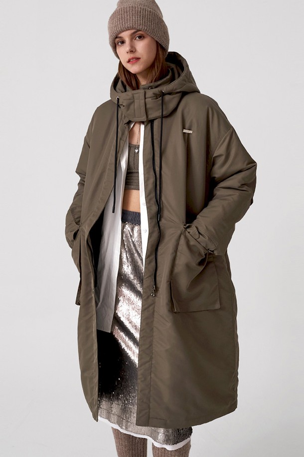 SIGREAT - 패딩 - [22FW] HOODY PADDING COAT_KHAKI 후디 패딩 코트