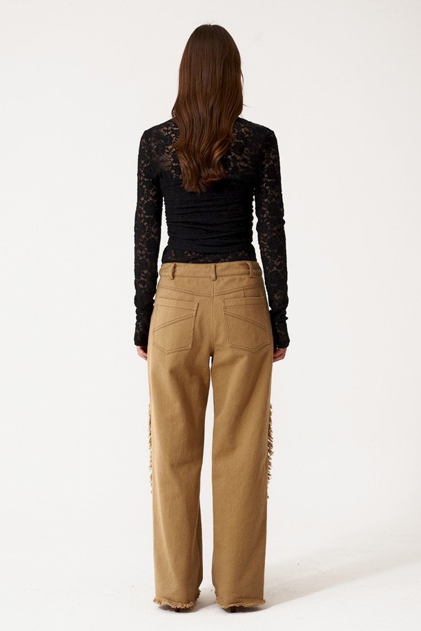 SIGREAT - 데님 - [22FW] LOW-RISE TASSEL DENIM PANTS_BEIGE 로우라이즈 태슬 데님 팬츠