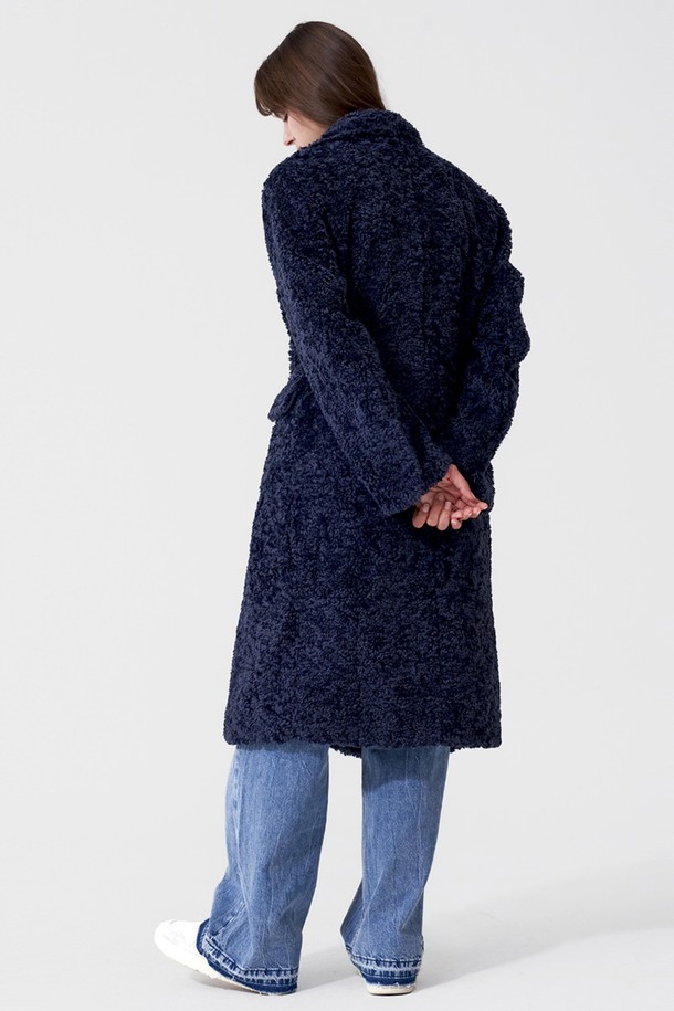 SIGREAT - 코트 - [22FW] TEDDY ECO FUR COAT_NAVY 테디 에코퍼 코트