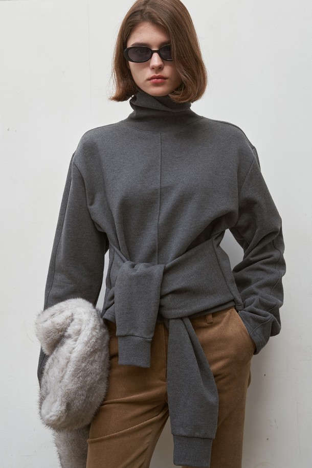 SIGREAT - 스웨터 - [24FW]LAYERED SLEEVES HIGH NECK PULLOVER_2color/GREY