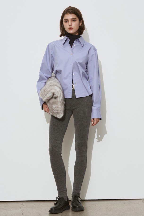 SIGREAT - 셔츠 - [24FW] SHIRRING CROP SHIRT_2color/ LAVENDER