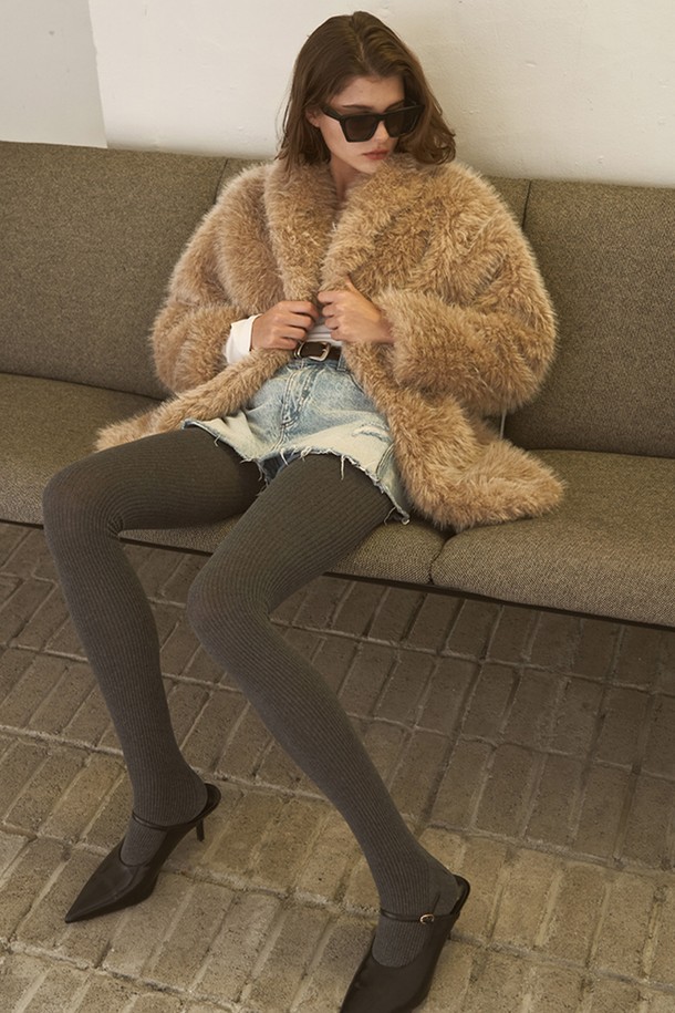 SIGREAT - 코트 - [24FW] HAIRY SHAWL COLLOAL FUR COAT