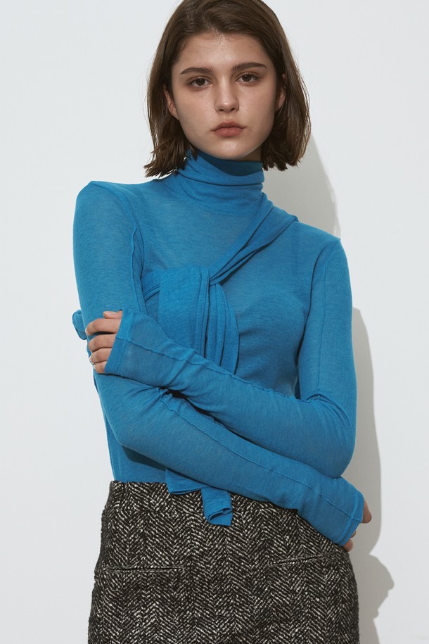 SIGREAT - 터틀넥 - [24FW] WOOL PINTUCK TURTLE NECK_5color / BLUE