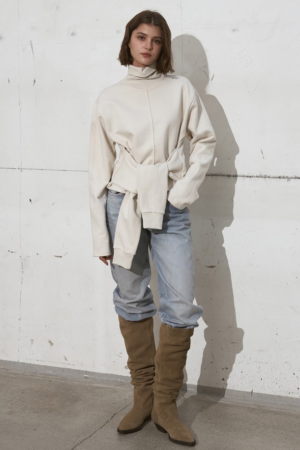 SIGREAT - 스웨터 - [24FW] LAYERED SLEEVES HIGH NECK PULLOVER_2color/ IVORY