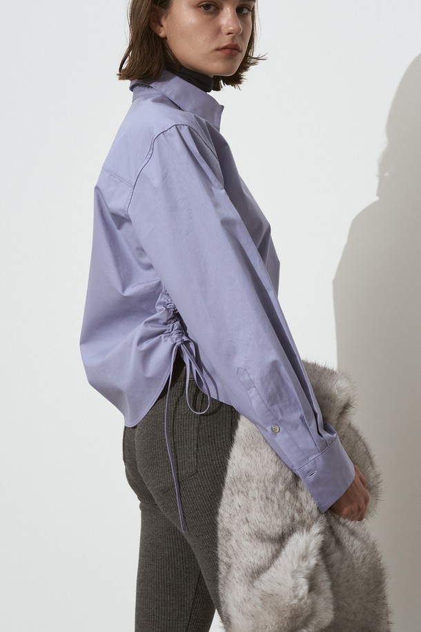 SIGREAT - 셔츠 - [24FW] SHIRRING CROP SHIRT_2color/ LAVENDER