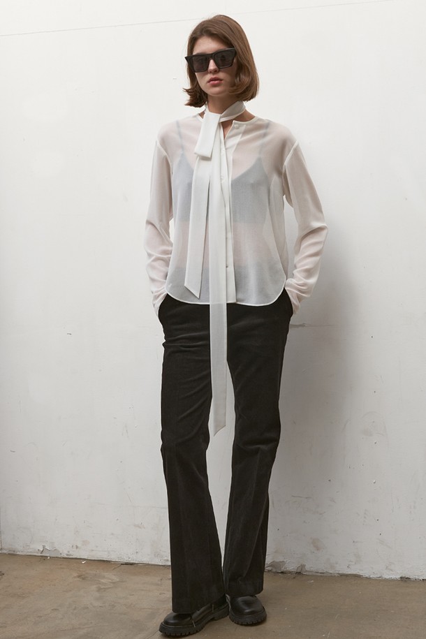 SIGREAT - 블라우스 - [24FW] SHEER TIE BLOUSE