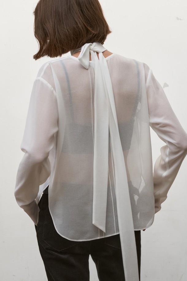 SIGREAT - 블라우스 - [24FW] SHEER TIE BLOUSE