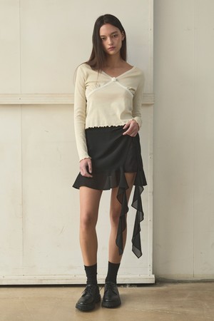 [24SS] UNBALANCE FRILL MINI SKIRT