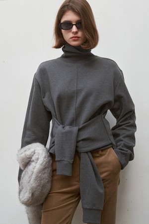 [24FW]LAYERED SLEEVES HIGH NECK PULLOVER_2color/GREY