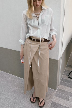 DRAPE WRAP SKIRT_BEIGE