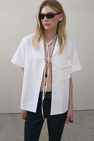 HALF SLEEVE SHIRT JACKET_WHITE
