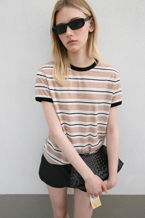 SOFT COOL STRIPE T-SHIRT_BEIGE