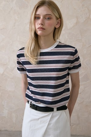 SOFT COOL STRIPE T-SHIRT_NAVY