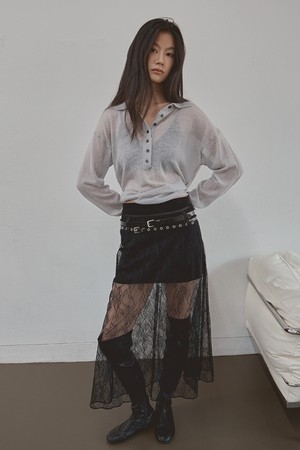 LACE SHEER LAYERED SKIRT_BLACK