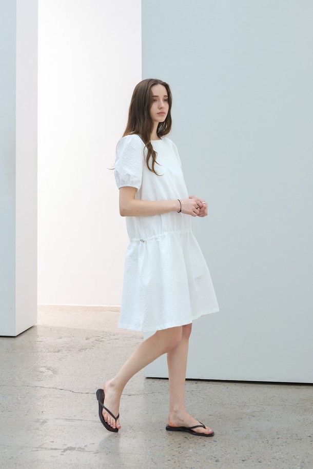 KELLY DONAHUE - 반소매 원피스 - 시어서커 로우 스트링원피스