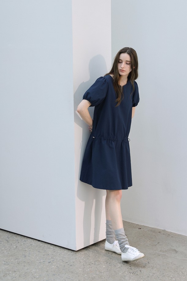 KELLY DONAHUE - 반소매 원피스 - 시어서커 로우 스트링원피스