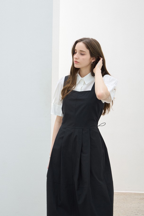 KELLY DONAHUE - 반소매 원피스 - 스퀘어 스트링 볼륨원피스