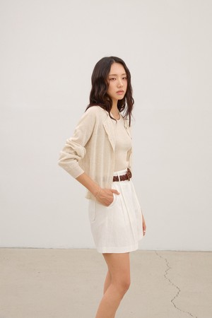 린넨 플레인 라운드가디건