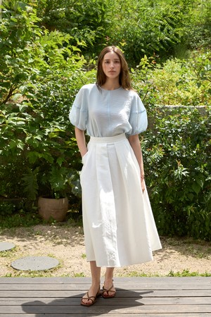 시스루 커브 볼륨블라우스