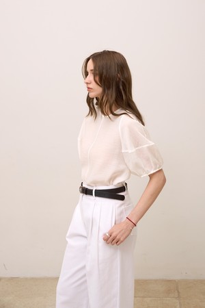 시스루 커브 볼륨블라우스