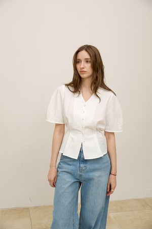 텐셀 스트랩 브이블라우스