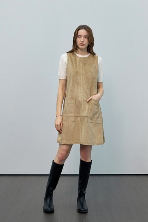 레이어드 페이크 스웨이드원피스