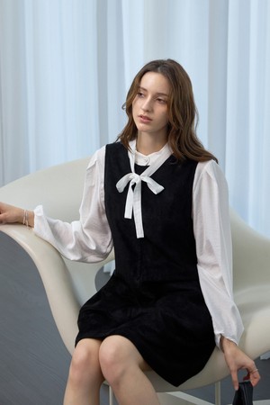 레이어드 페이크 스웨이드원피스