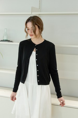 미니멀 실켓 라운드 가디건