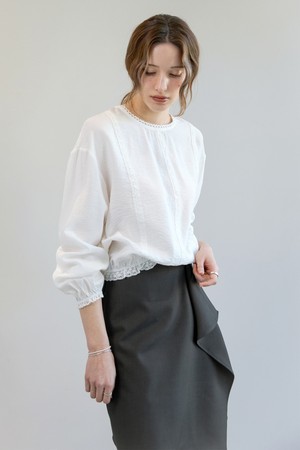 레이스 블루종 라운드 블라우스