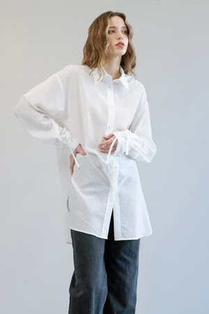 라인 스트랩 롱셔츠