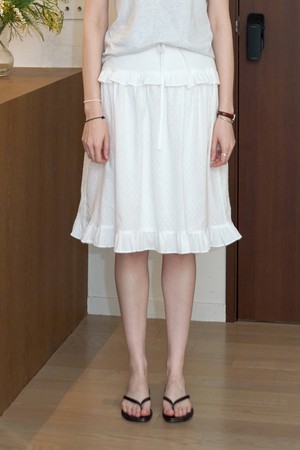 블럭 도트 셔링스커트_WHITE