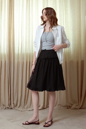 블럭 도트 셔링스커트_BLACK