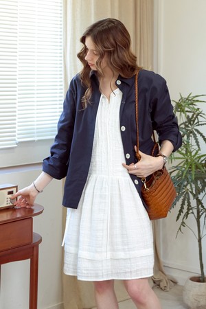 자가드 프릴 티어드원피스_WHITE