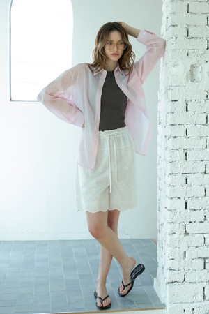 컬러 코튼 시스루셔츠_PINK